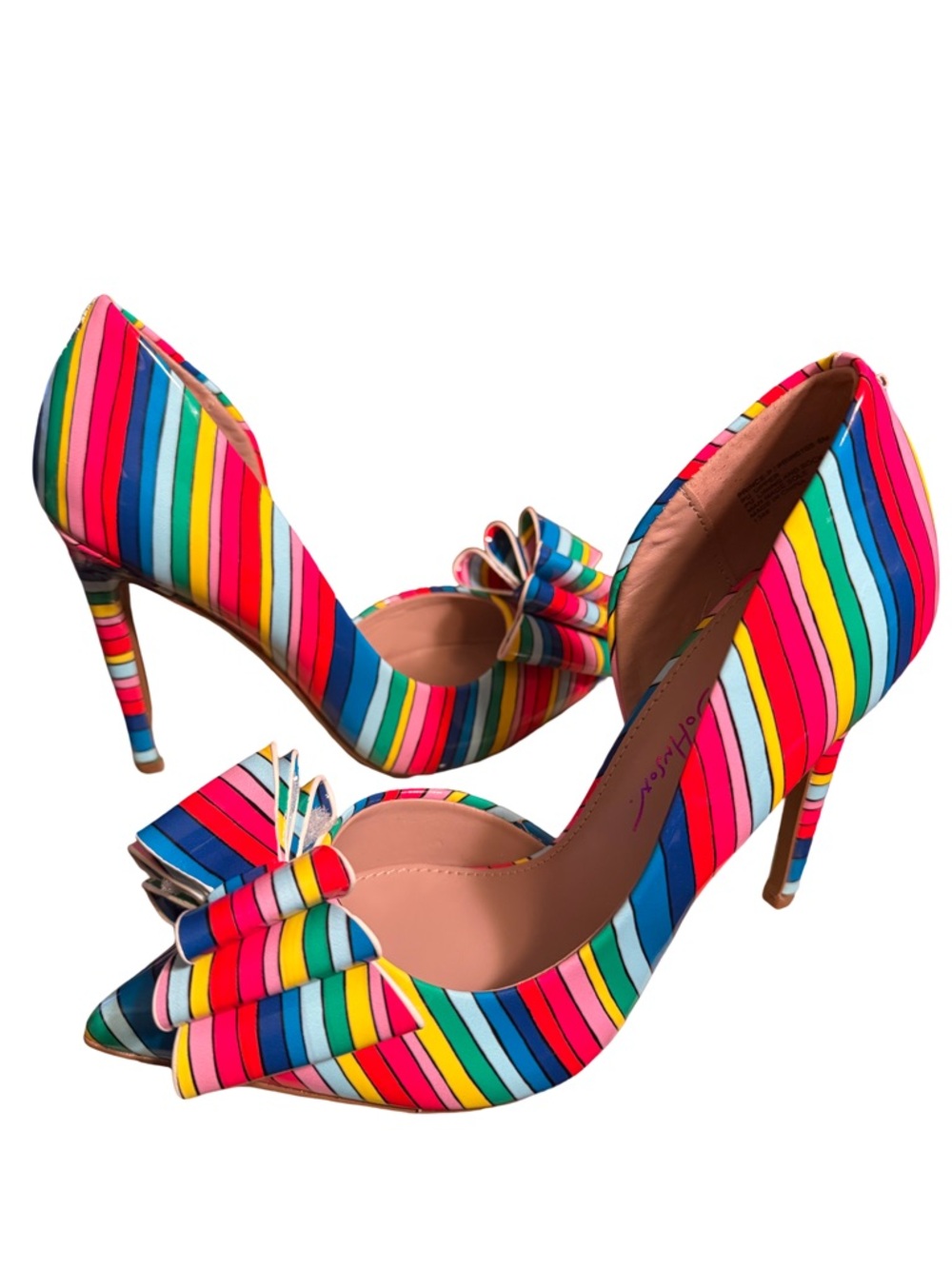 Betsey Johnson Sz 6 Stunning Multicolor Striped Pointed-Toe High Heels (SH312) - Picture 3 of 9